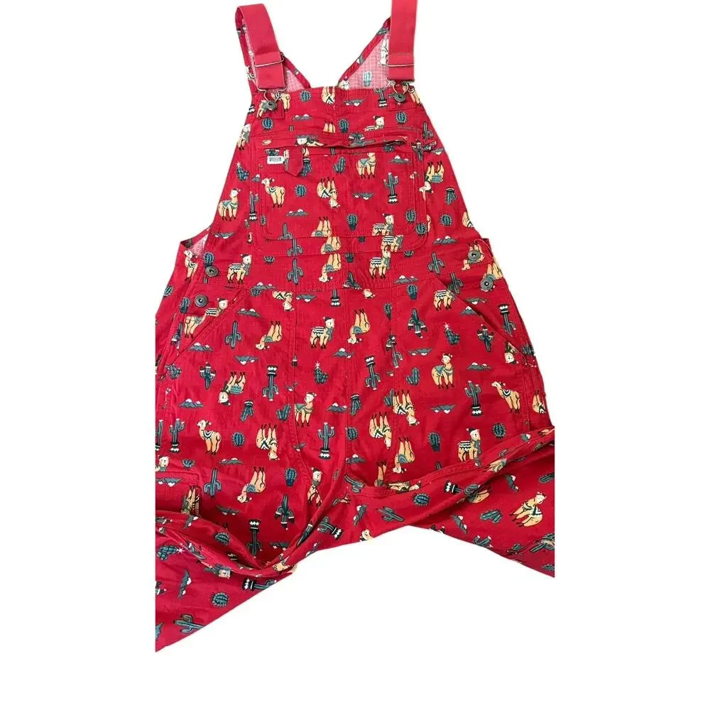 Duluth Trading Co Red Llama Cactus Heirloom Gardening Bib Overalls Small 29 - Picture 8 of 15